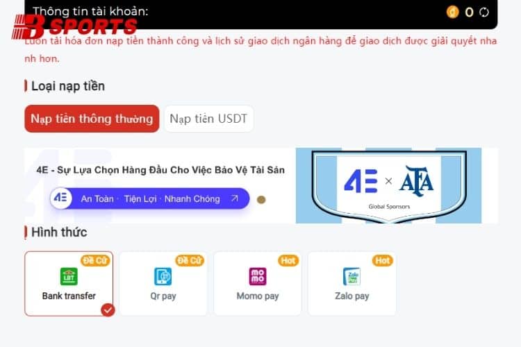 Giới thiệu cổng thanh toán nạp tiền Bty1032 qua ngân hàng