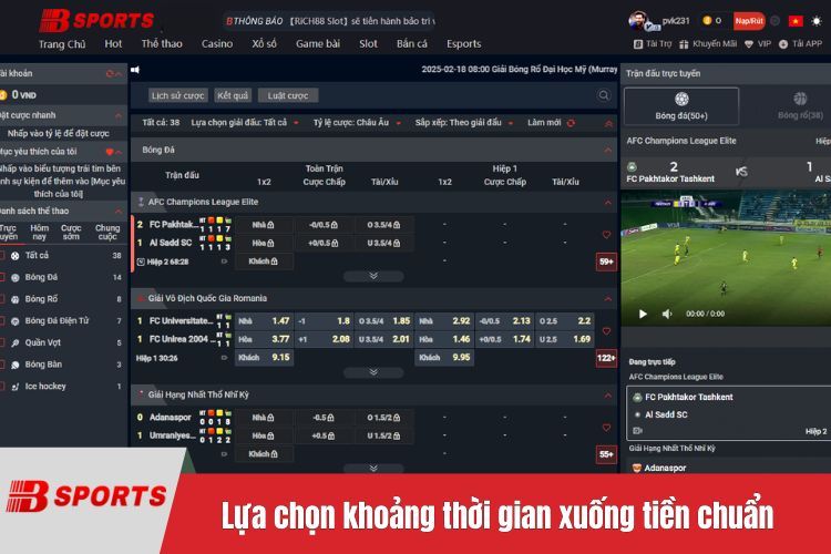 Lựa chọn khoảng thời gian xuống tiền chuẩn